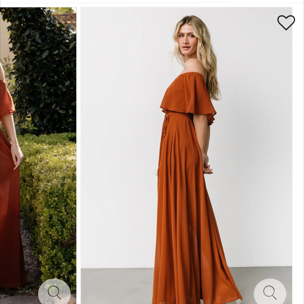 Elegant Off-Shoulder Rust Dress